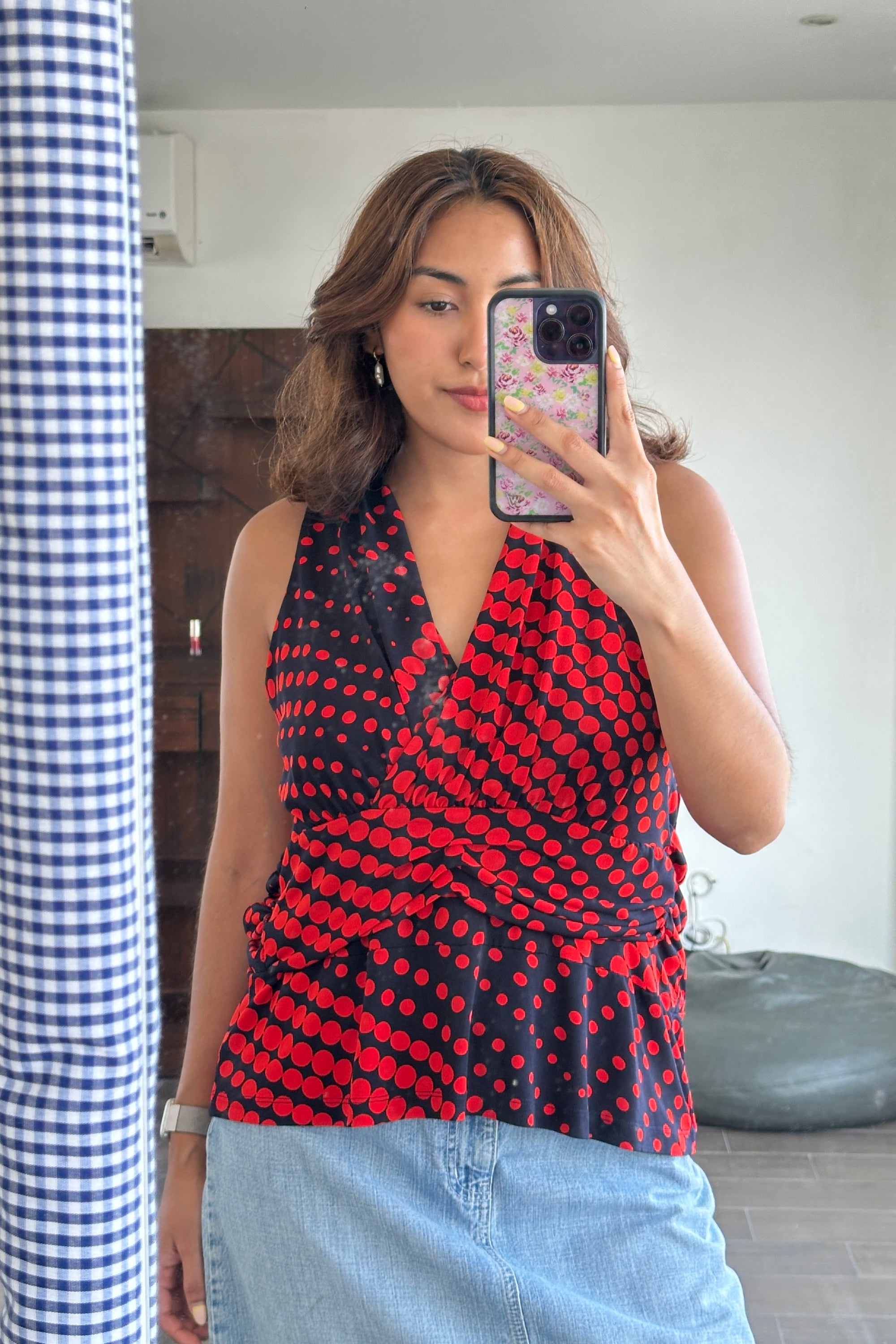 Polka dot V blouse