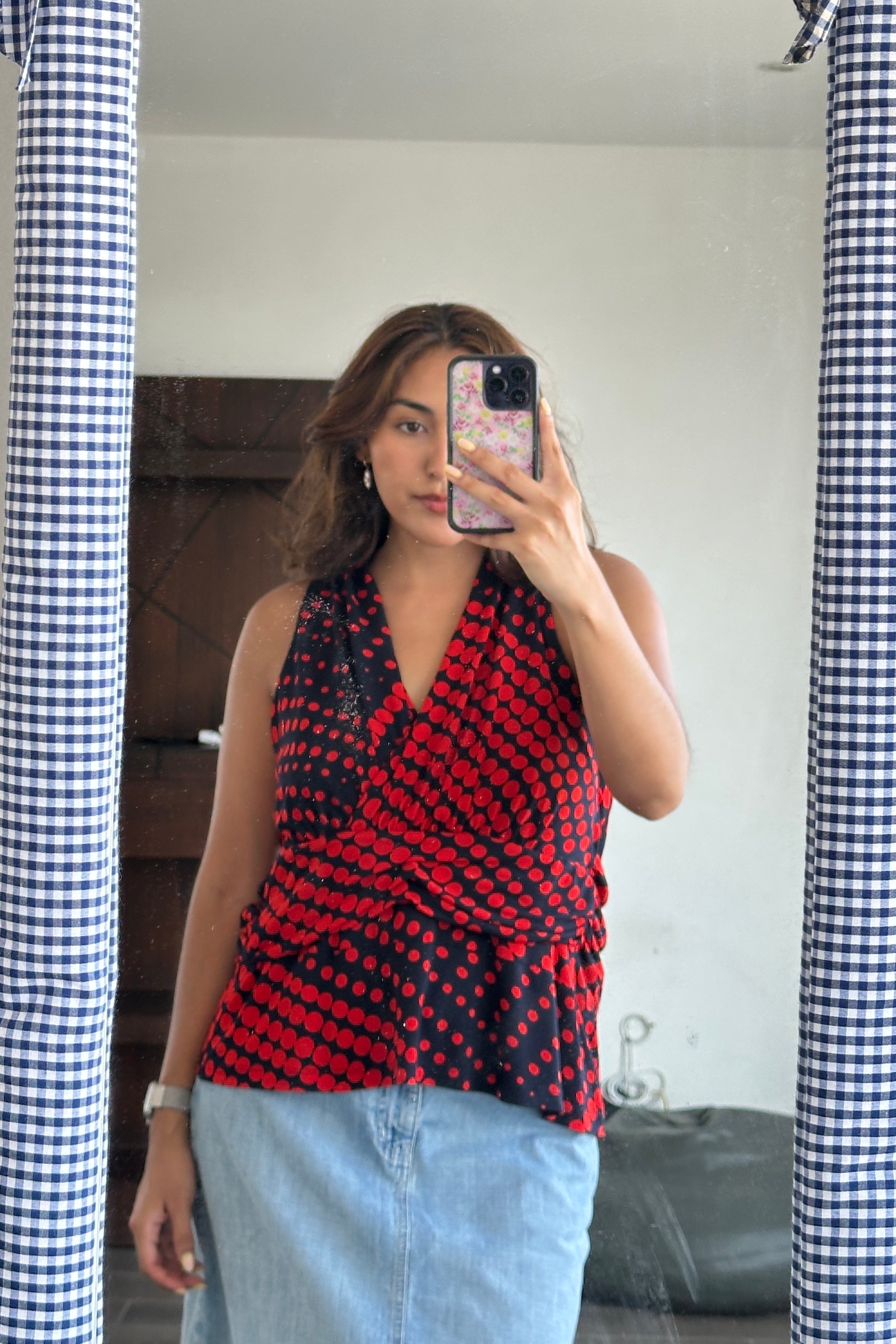 Polka dot V blouse