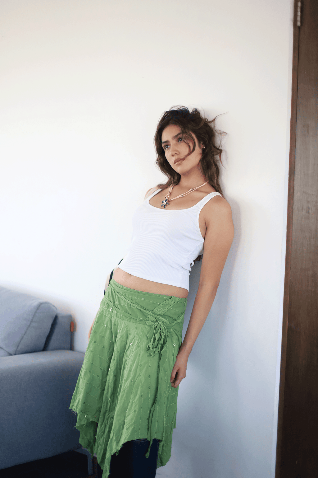 Falda boho verde