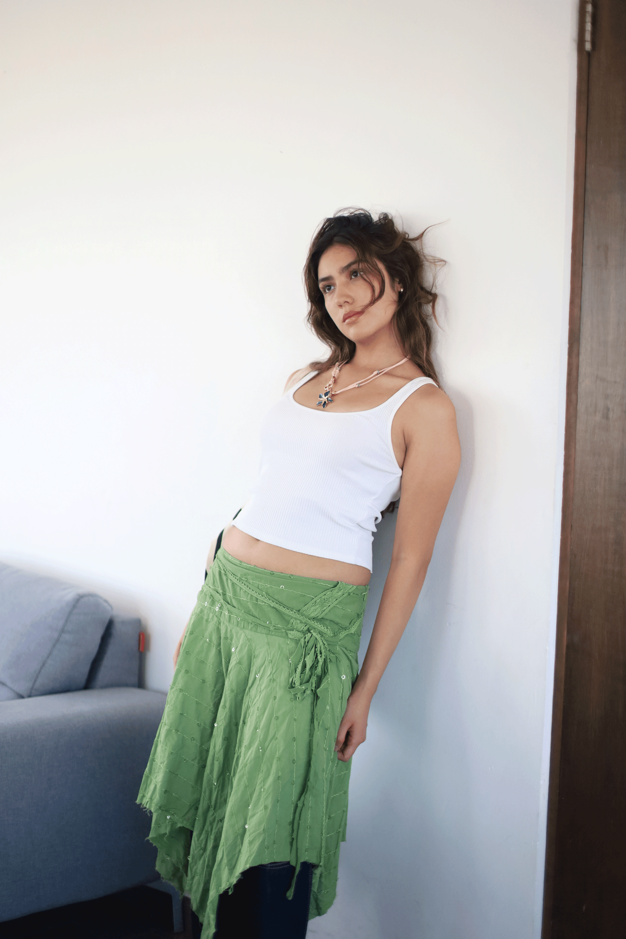 Falda boho verde