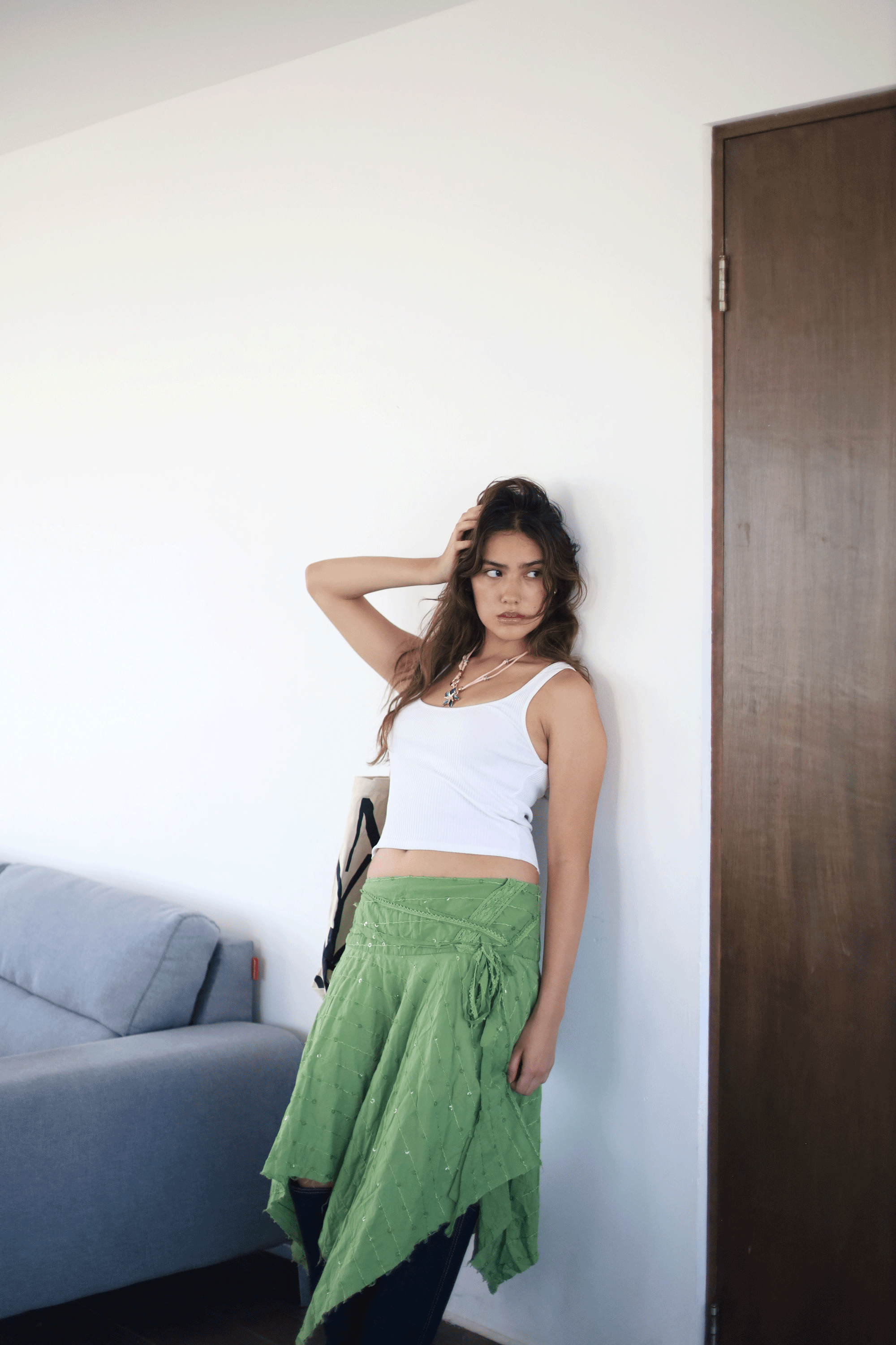 Falda boho verde