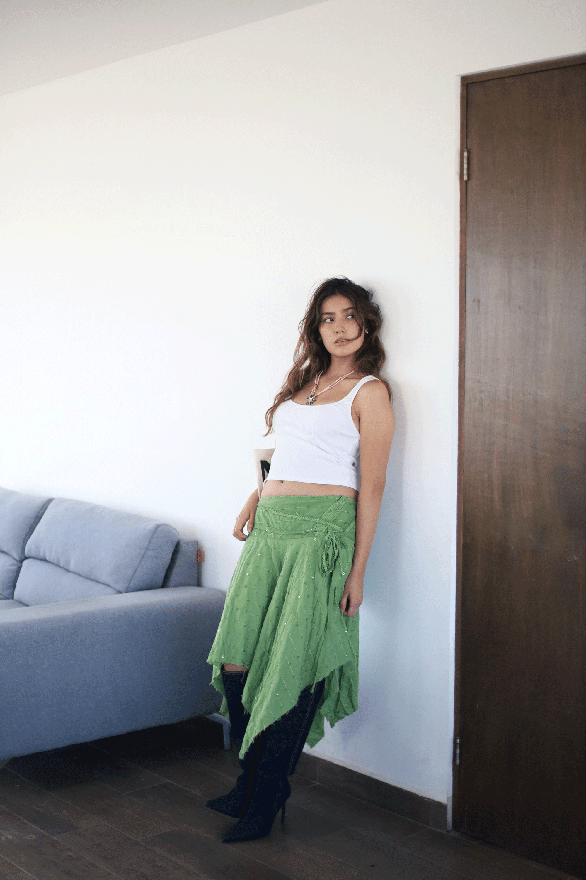 Falda boho verde
