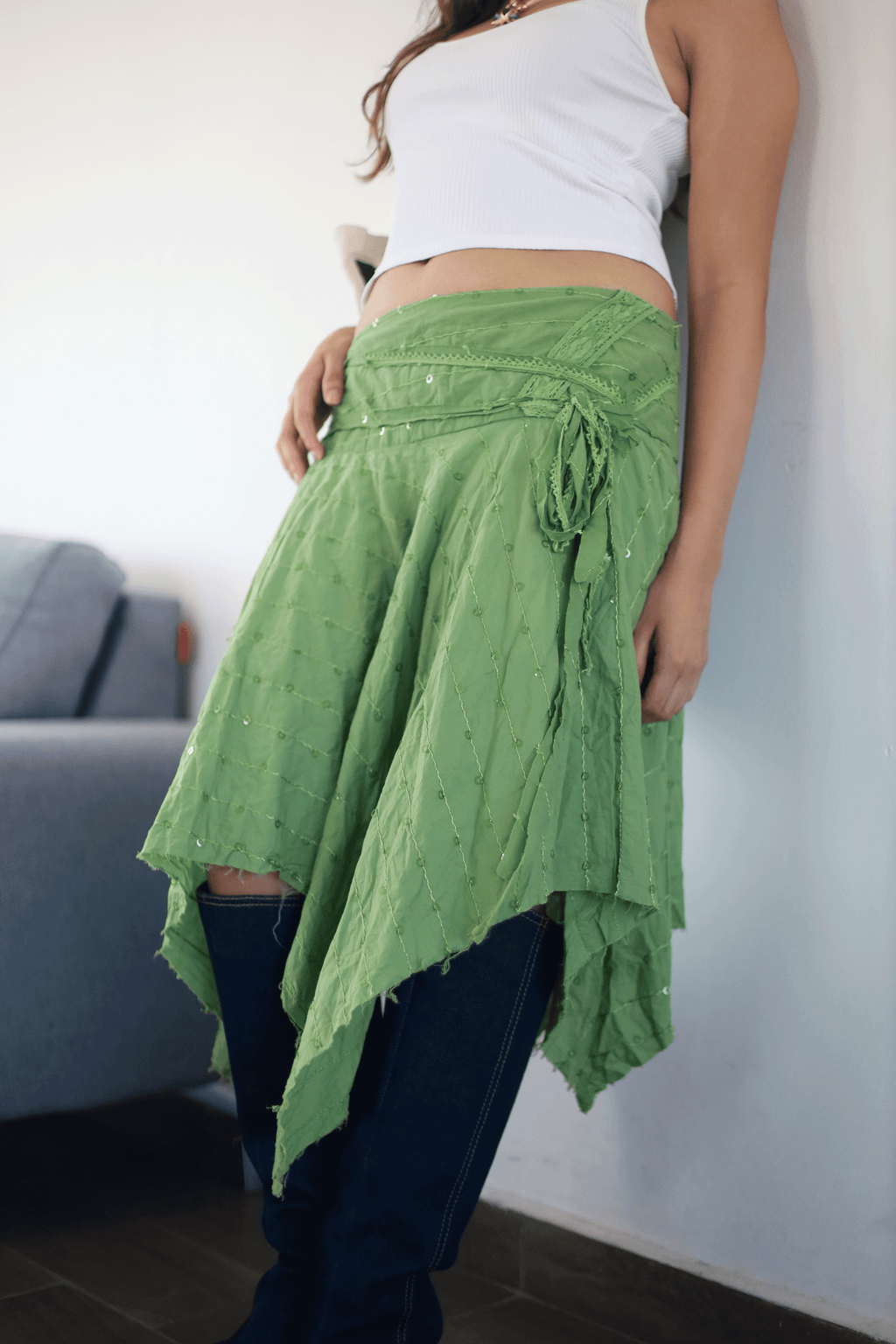 Falda boho verde