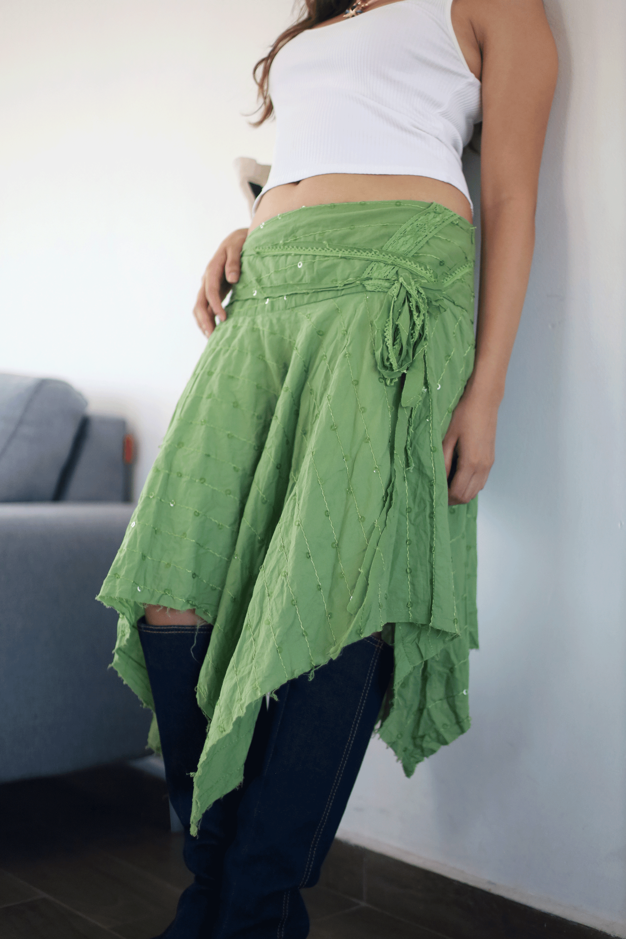 Falda boho verde