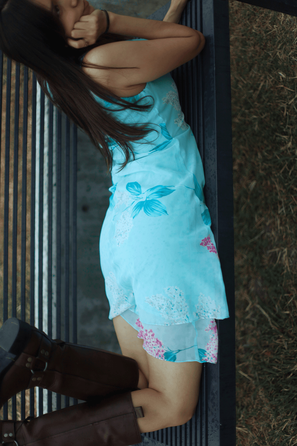 Vestido floreado celeste
