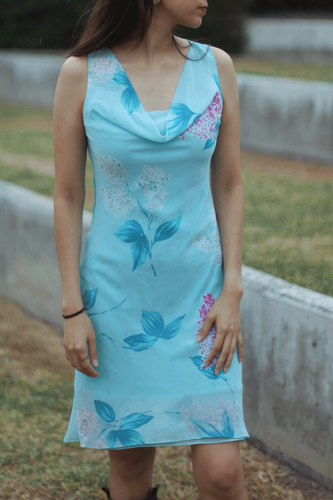 Vestido floreado celeste