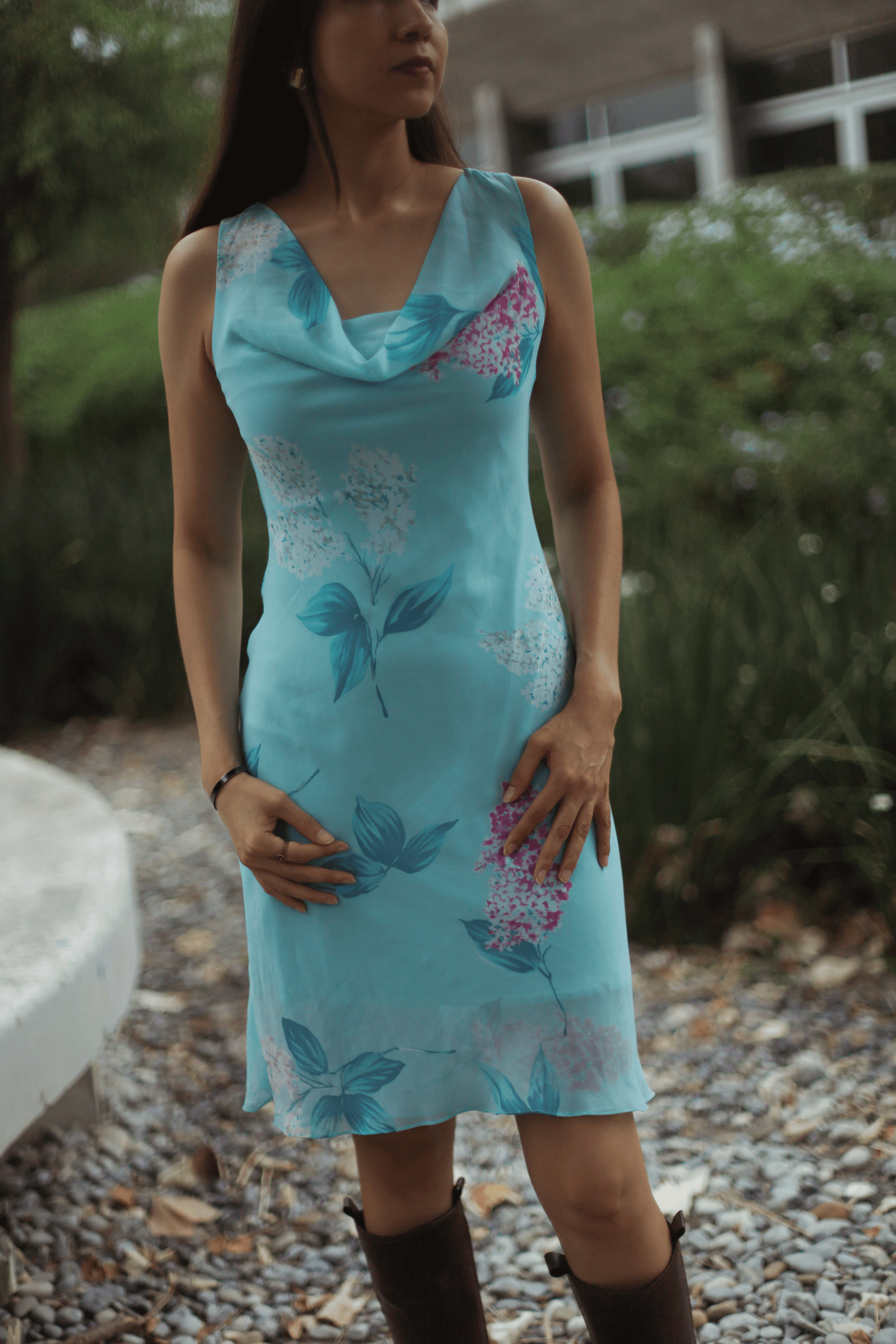 Vestido floreado celeste